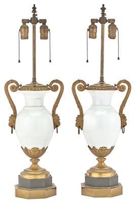 Lot 233 - Pair of Neoclassical Style White Glass and...