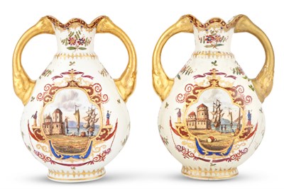 Lot 344 - Pair of Dresden Porcelain Vases Height 10 1/4...