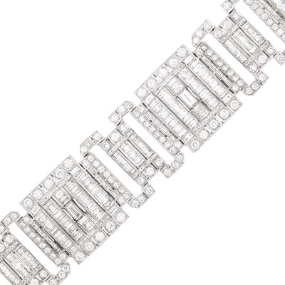 Lot 100 - Wide White Gold and Diamond Bracelet