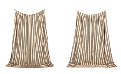 Lot 104 - Pair of White and Black Striped Cotton...