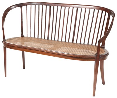 Lot 361 - Edwardian Line-Inlaid Mahogany and Caned...