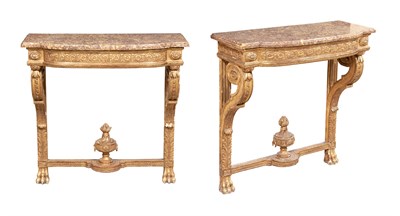 Lot 225 - Pair of Louis XVI Giltwood Consoles Last...
