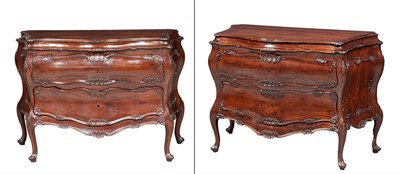 Lot 230 - Pair of Italian Rococo Style Walnut Bombé...