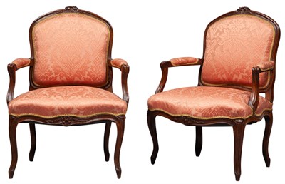 Lot 235 - Pair of Louis XV Beechwood Fauteuils D> Each...