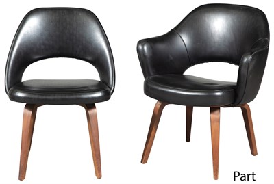 Lot 222 - Set of Six Eero Saarinen Black Leather...