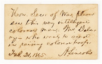 Lot 36 - LINCOLN, ABRAHAM Autograph note signed...