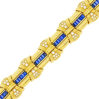 Lot 39 - Sabbadini Gold, Sapphire and Diamond Bracelet