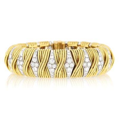 Lot 110 - Van Cleef & Arpels Gold, Platinum and Diamond 'Sabre Japonais' Bracelet