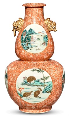 Lot 1166 - A Chinese Enameled Faux-Pudding Stone...
