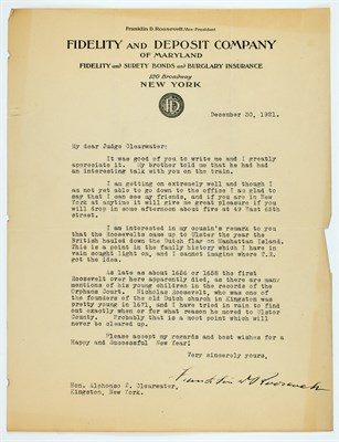 Lot 45 - ROOSEVELT, FRANKLIN D. Typed letter signed to...