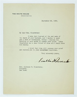 Lot 43 - ROOSEVELT, FRANKLIN D. Typed letter signed as...