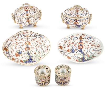Lot 209 - Pair of Derby Porcelain 'Japan' Pattern Sauce...