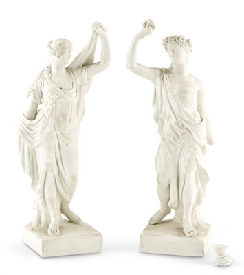 Lot 189 - Pair of Derby Biscuit Porcelain Figures of...