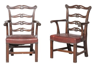 Lot 300 - Pair of George III Style Leather-Upholstered...
