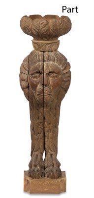 Lot 326 - Pair of Carved Wood Lion Plant Stands Height...