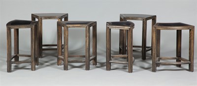 Lot 261 - Set of Six Stained Oak, Bamboo and Laminate...