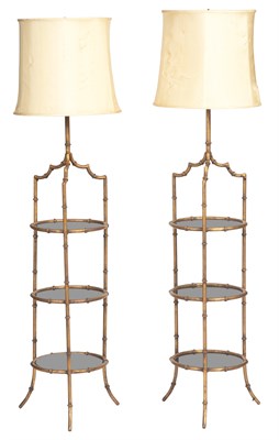 Lot 331 - Pair of Gilt-Metal and Glass Faux Bamboo Floor...