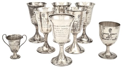 Lot 188 - Seven American Sterling Silver Trophy Goblets...