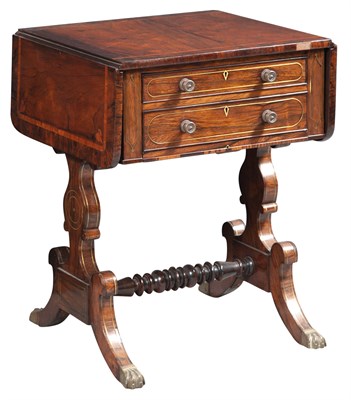 Lot 358 - George IV Brass Inlaid Rosewood Work Table...