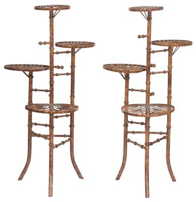 Lot 254 - Pair of Painted Metal Faux Bamboo Plant Stands...