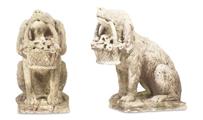 Lot 277 - Pair of Cast Stone Dog Garden Ornaments Height...