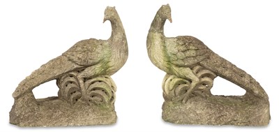 Lot 260 - Pair of Cast Stone Pheasant Garden Ornaments...