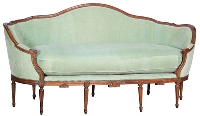 Lot 293 - Louis XVI Green Velvet-Upholstered Walnut...