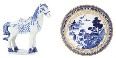 Lot 179 - A Chinese Blue and White Porcelain Horse Late...