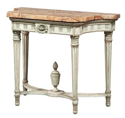 Lot 95 - Louis XVI Style Painted Console The marble top...