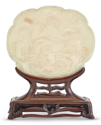 Lot 1062 - A Chinese White Jade Ruyi Plaque Qing Dynasty...