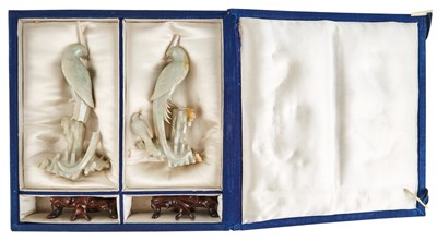 Lot 1061 - A Pair of Chinese Jadeite Birds Republic...