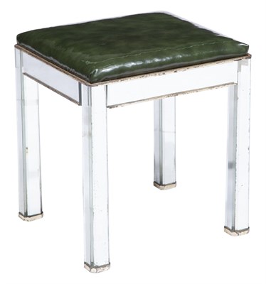 Lot 99 - Silvered-Metal Mounted Mirrored Stool The...