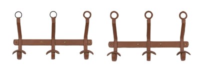 Lot 51 - Pair of Leather Coat Hooks Attributed to...