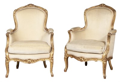 Lot 252 - Pair of Louis XV Style Velvet-Upholstered...