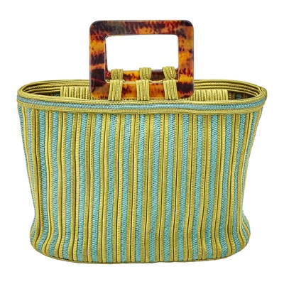 Lot 177 - Yves Saint Laurent Rive Gauche Green Passementerie Woven Bag