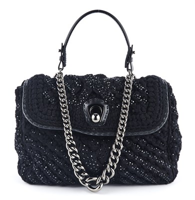 Lot 1315 - Ermanno Scervino Black Wool Flap Bag