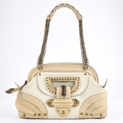 Lot 1308 - Christian Dior Beige Leather and Suede Handbag