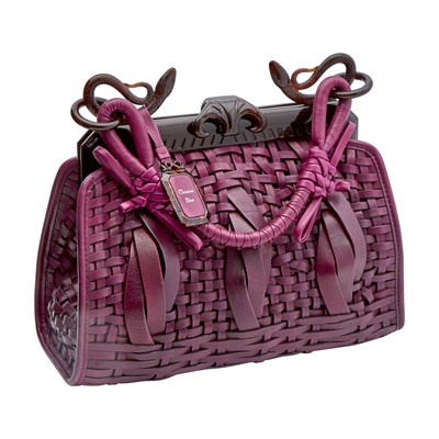 Lot 174 - Christian Dior Limited Edition Woven Purple 'Samurai' Framed Leather Satchel