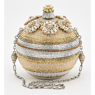 Lot 1306 - Judith Leiber Metallic Gold Crystal Ball Evening Bag
