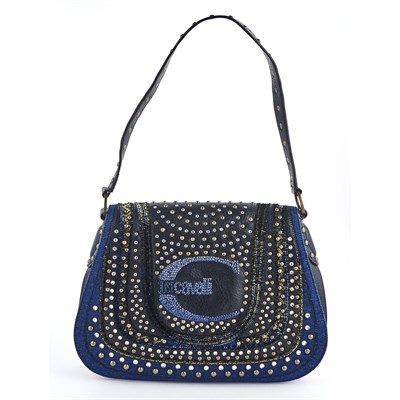 Lot 1318 - Just Cavalli Studded Denim Flap Bag