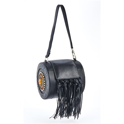 Lot 1317 - Bulgari Black Leather and Crystal Embellished Handbag