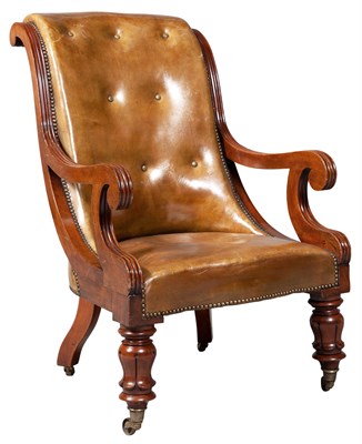 Lot 335 - Victorian Leather-Upholstered Mahogany Library...