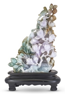Lot 1081 - A Chinese Jadeite Floral Carving 20th Century...