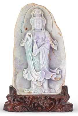 Lot 1085 - A Chinese Jadeite Carving of Guanyin 20th...