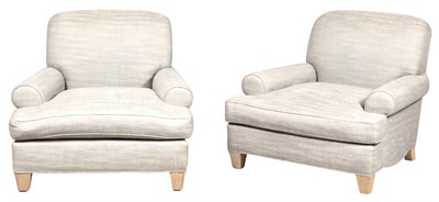Lot 282 - Pair of Upholstered Oak Club Chairs Late 20th...