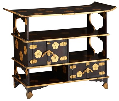 Lot 1210 - A Lacquered Wood Shelf Edo-Meiji Period Of...