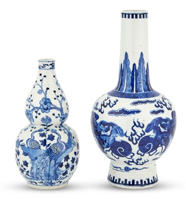 Lot 1141 - Two Chinese Blue and White Porcelain Vases...