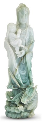 Lot 1074 - A Chinese Jadeite Carving of Songzi Guanyin...