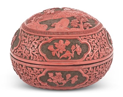 Lot 1016 - A Chinese Cinnabar Lacquer Peach-Form Box Qing...