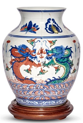 Lot 1154 - A Chinese Doucai Porcelain 'Dragons' Vase...